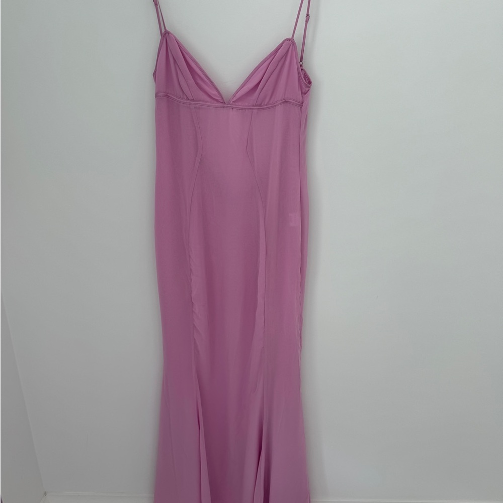 House of CB Pink ‘Loren’ Maxi Dress with Spaghetti Straps and V-Neckline